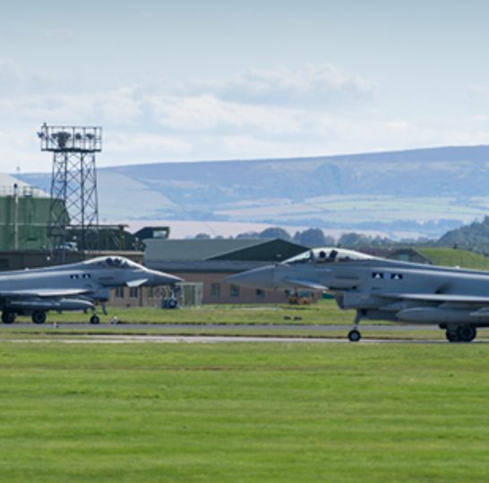 RAF Typhoon fast jets on the flight line