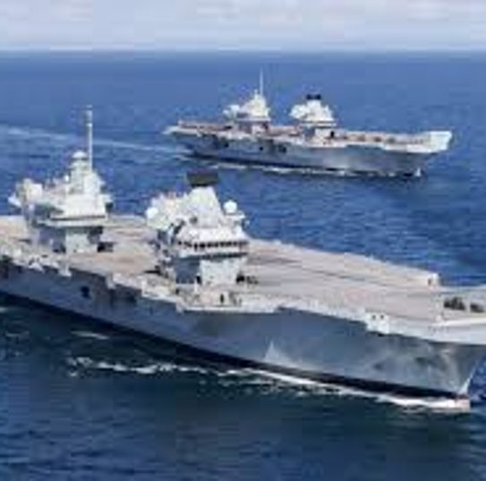 Royal Navy carrier strike group at sea