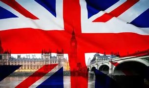 Union Jack flag over the Houses of Parliament